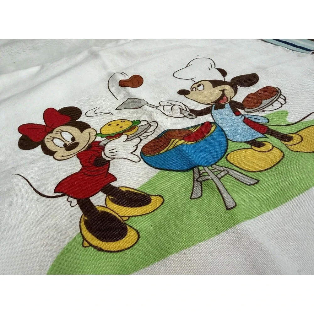 Vintage 1987 Disney Mickey & Minnie Mouse BBQ Placemat Patchwork Cotton-one